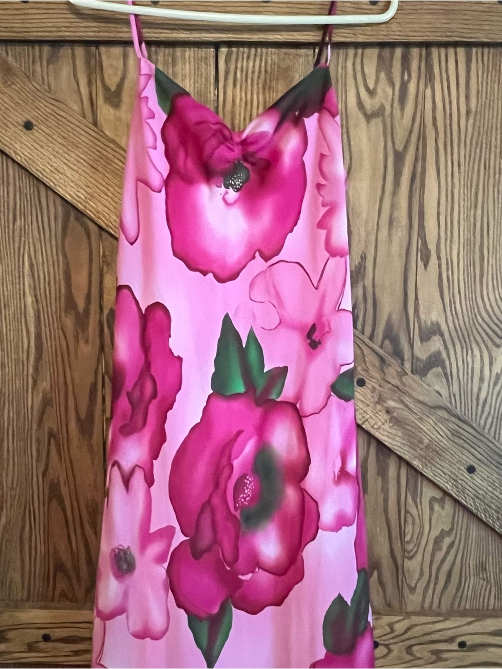 Pink Floral Slip Maxi Dress Bold Colors Y2K Fairycore Size 14 - Picture 3 of 4